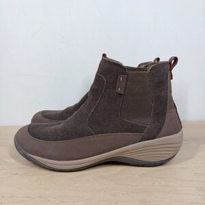 Easy Spirit Explore24 Ankle Boots Womens 9M Brown Leather Comfort Wedge Zip